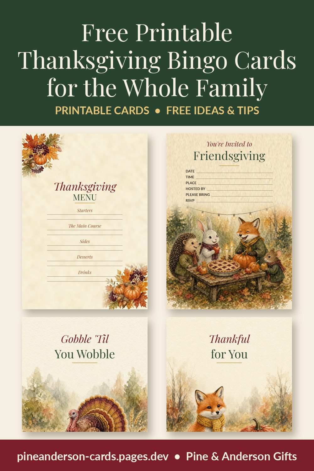 Free Printable Thanksgiving Bingo Cards for the Whole Family
