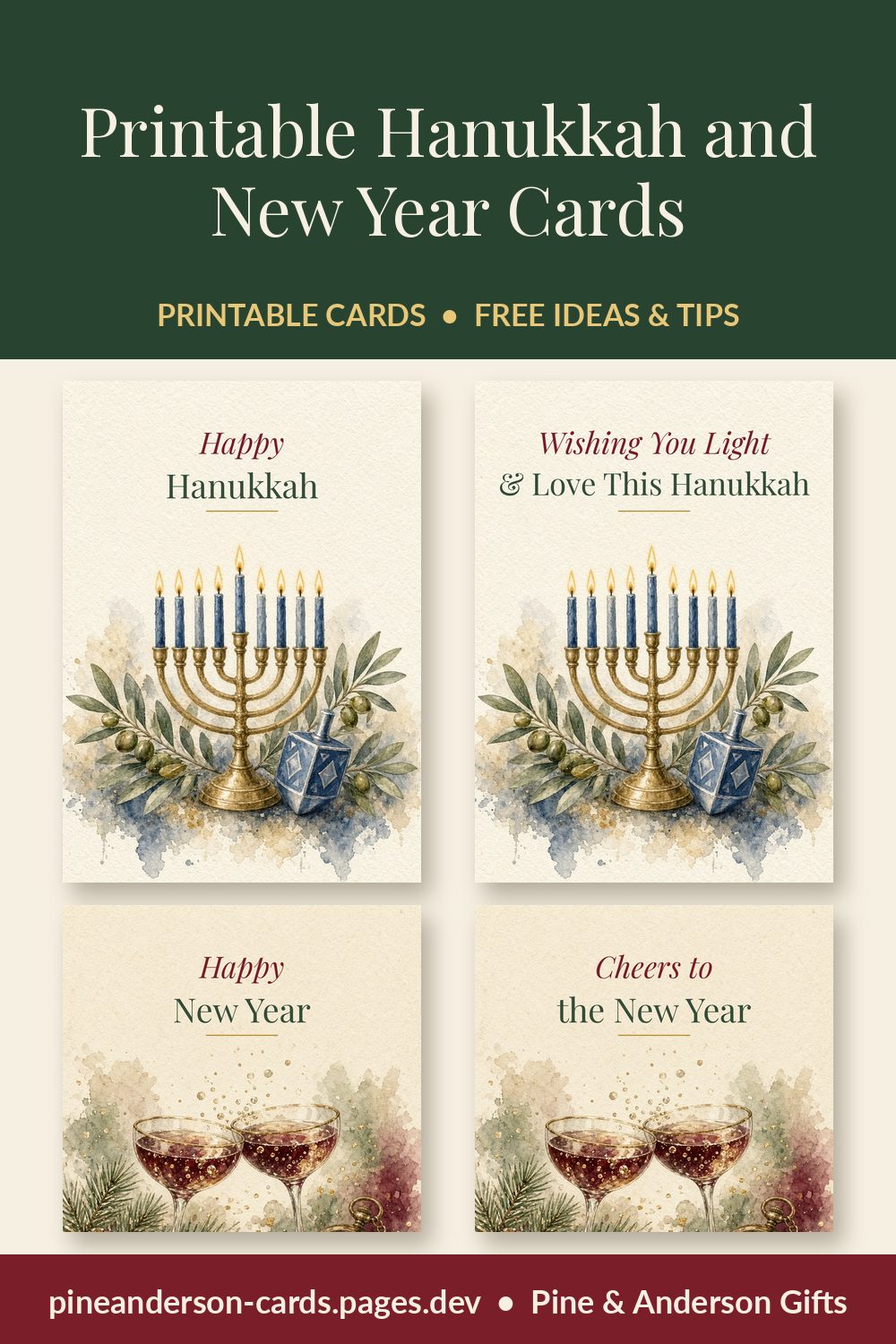 Printable Hanukkah and New Year Cards